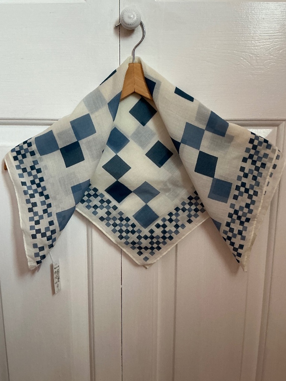 Madewel| | Organic Cotton Bandana Scarf Blue White Checkerboard